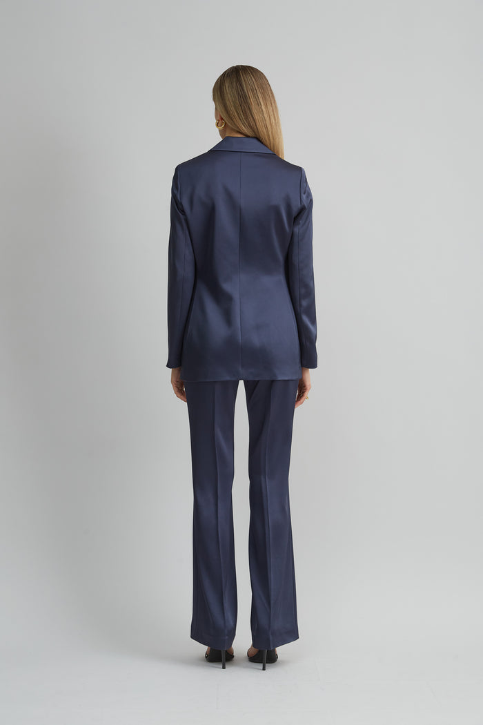 Elie Tahari Satin Side Slit Blazer INDIGO