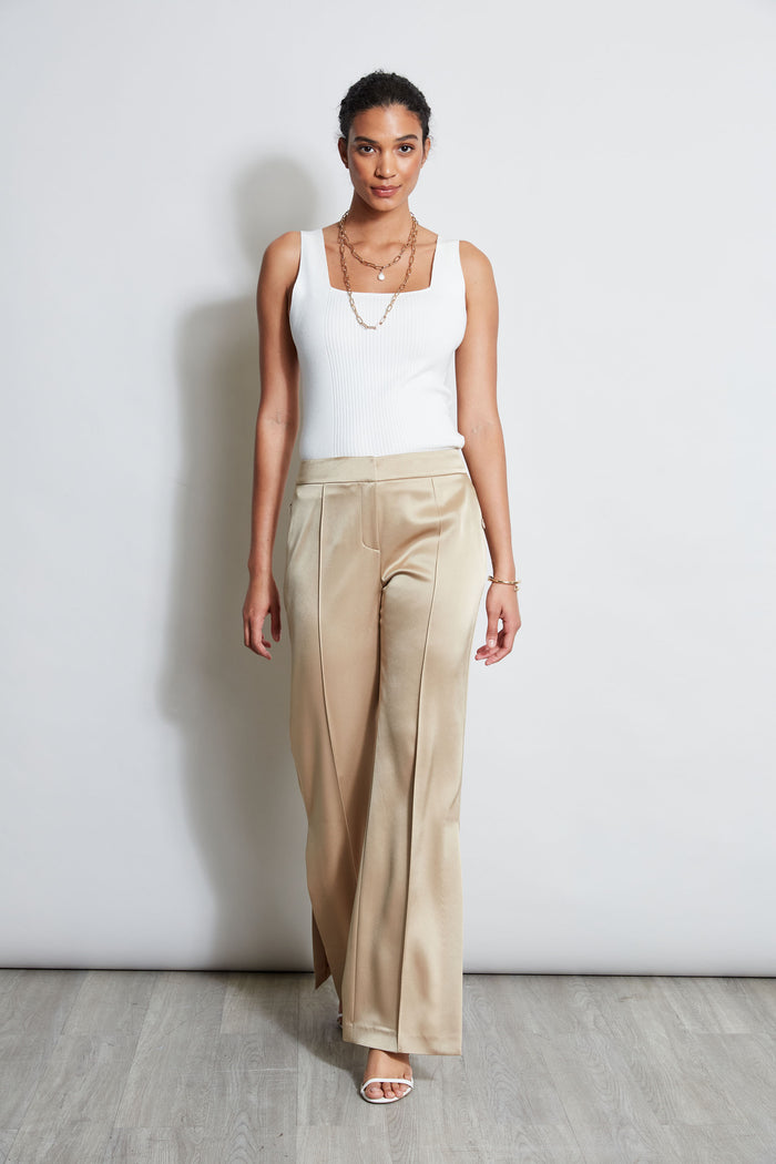 Elie Tahari Satin Side Slit Pant SANDCASTLE