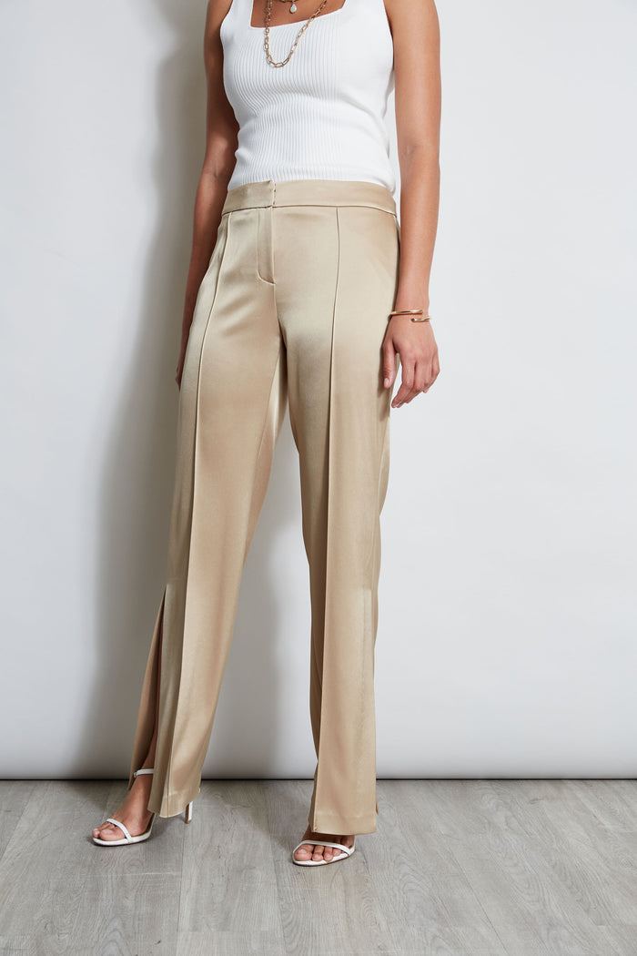 Elie Tahari Satin Side Slit Pant SANDCASTLE