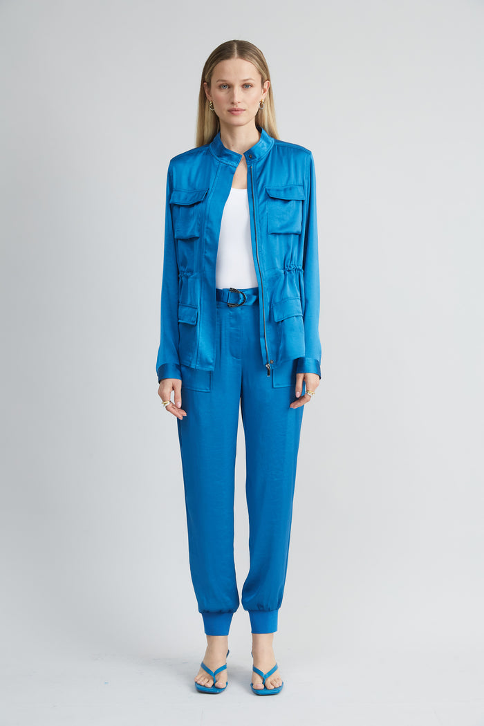Elie Tahari Satin Utility Jacket OCEAN
