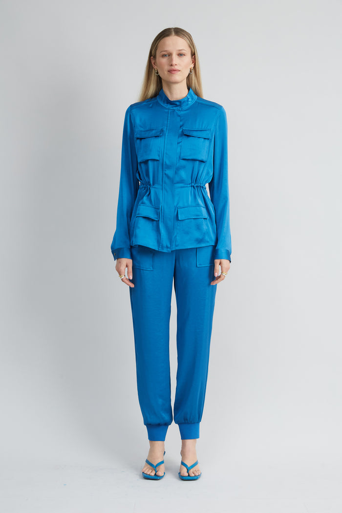Elie Tahari Satin Utility Jacket OCEAN