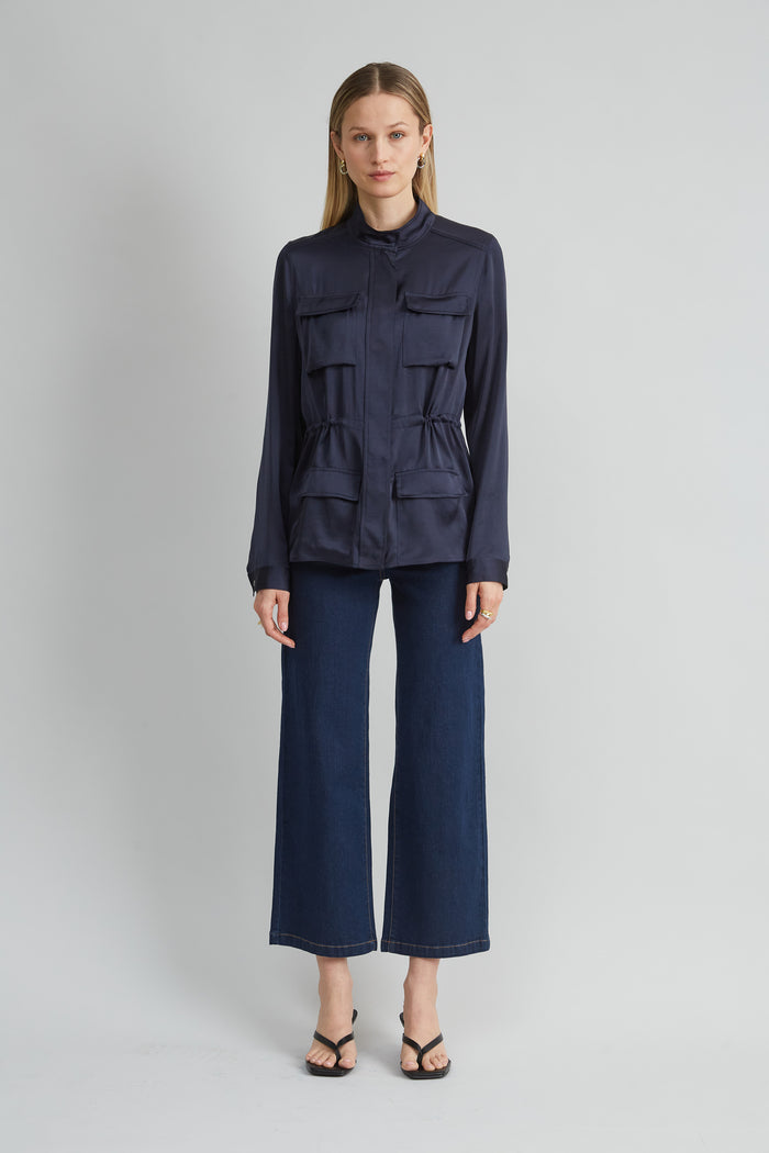 Elie Tahari Satin Utility Jacket STARGAZER