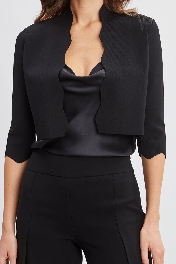 Elie Tahari Scallop Cardigan BLACK