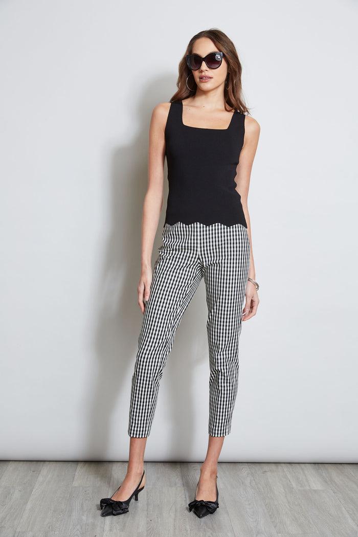 Elie Tahari Scallop Hem Tank BLACK