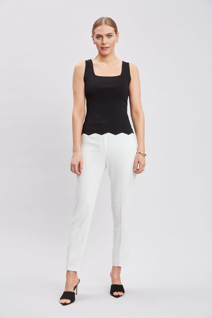 Elie Tahari Scallop Hem Tank BLACK