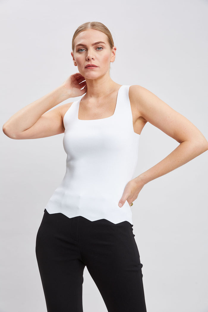 Elie Tahari Scallop Hem Tank PEARL