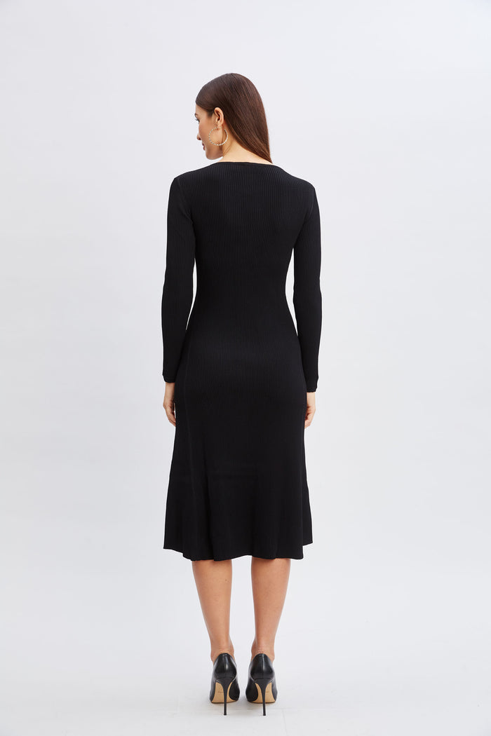 Elie Tahari Scallop Keyhole Sweater Dress Noir