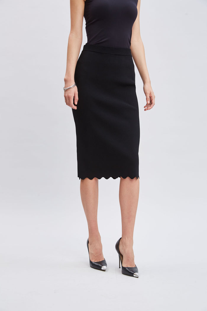 Elie Tahari Scallop Skirt Noir