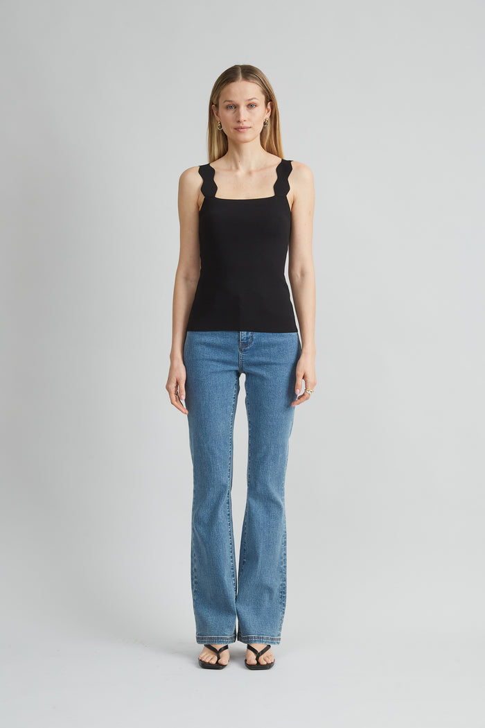 Elie Tahari Scallop Sweater Tank BLACK