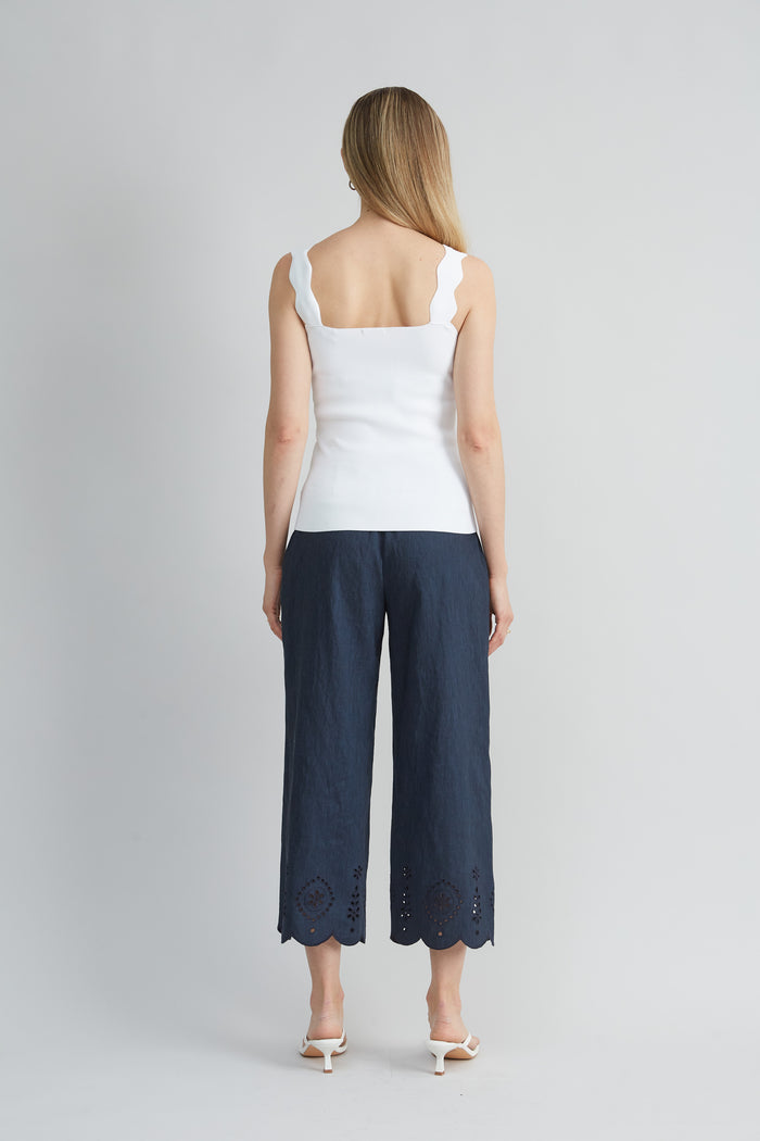 Elie Tahari Scallop Sweater Tank PEARL