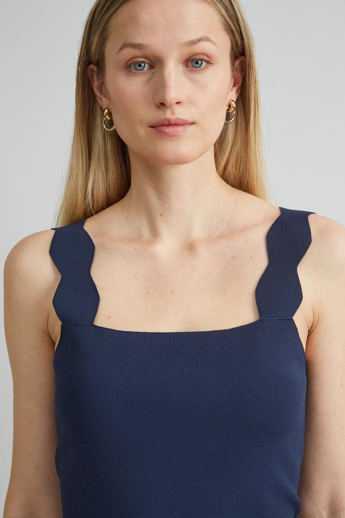 Elie Tahari Scallop Sweater Tank STARGAZER