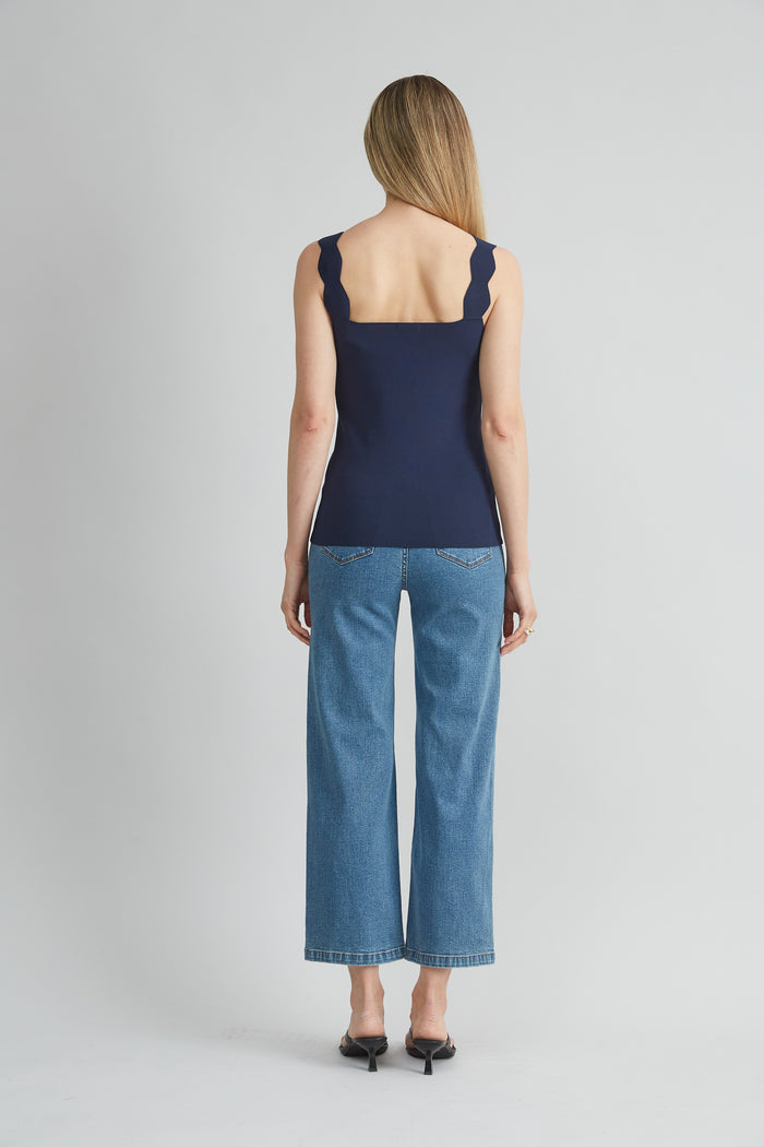 Elie Tahari Scallop Sweater Tank STARGAZER