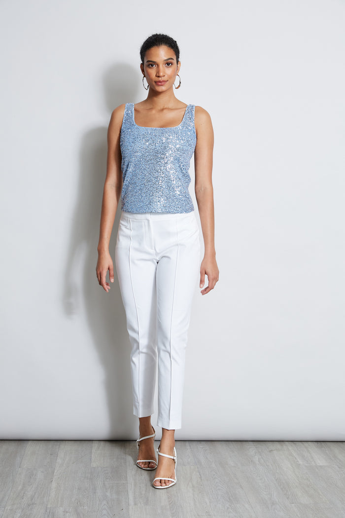 Elie Tahari Sequin Tank CRYSTAL BLUE