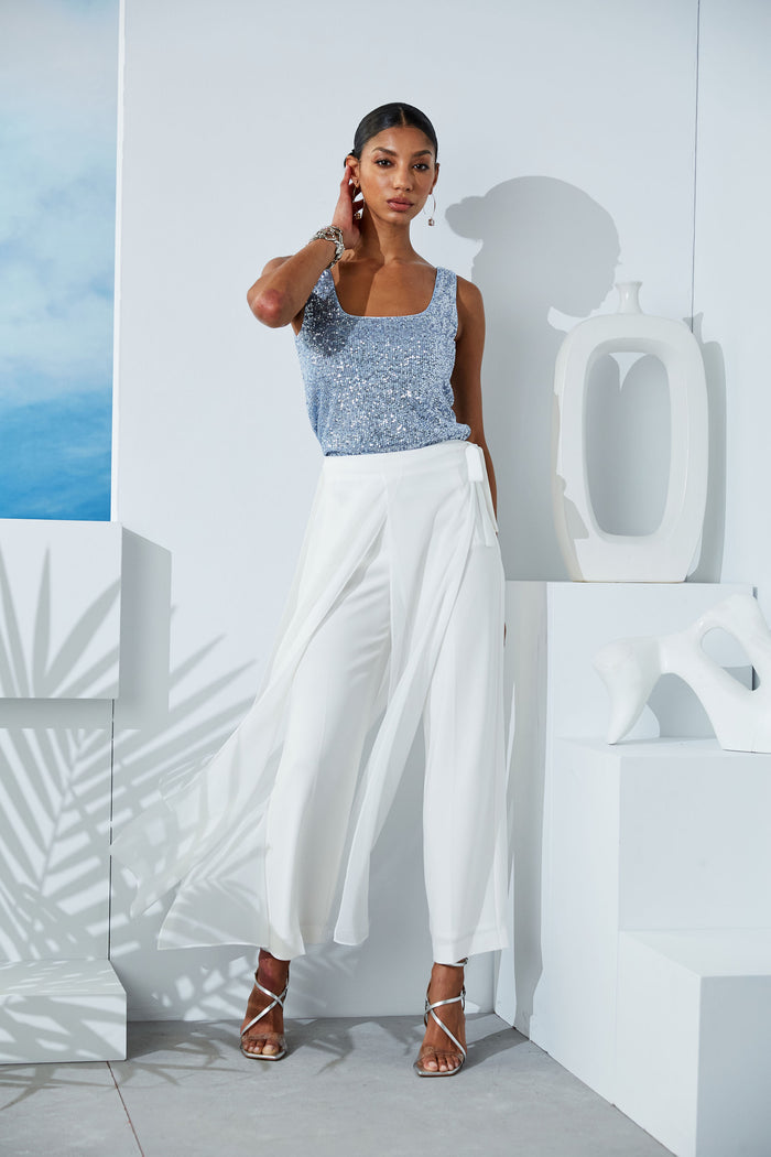 Elie Tahari Sequin Tank CRYSTAL BLUE