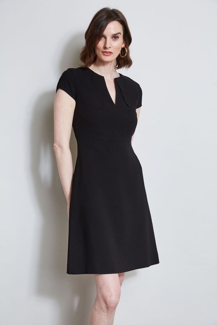 Elie Tahari Short Sleeve Dart Dress BLACK