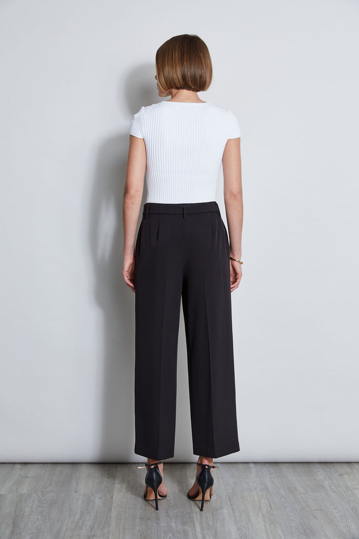 Elie Tahari Short Sleeve Rib Sweater Sky White