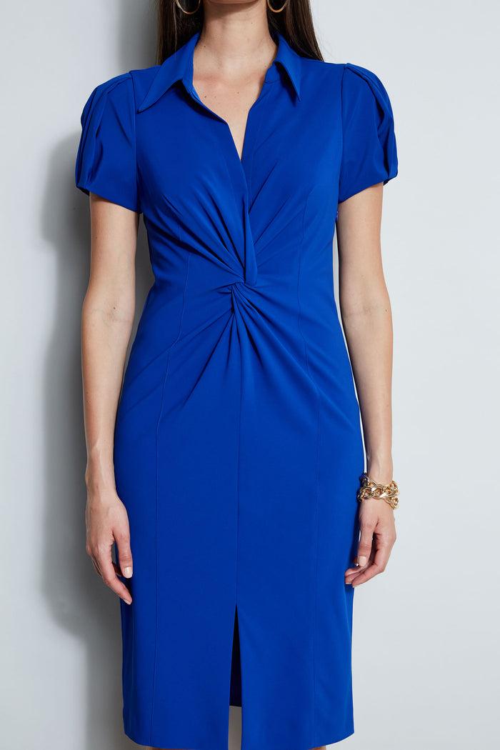 Elie Tahari Short Sleeve Twist Dress KLEIN BLUE