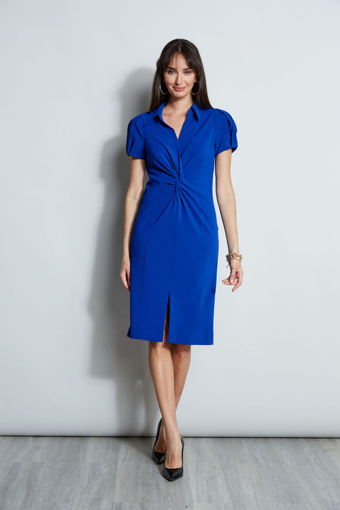 Elie Tahari Short Sleeve Twist Dress KLEIN BLUE