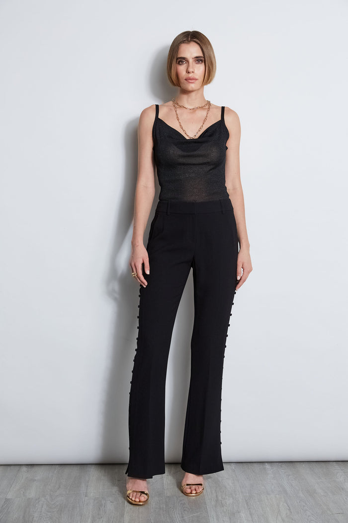 Elie Tahari Side Button Crepe Pant BLACK