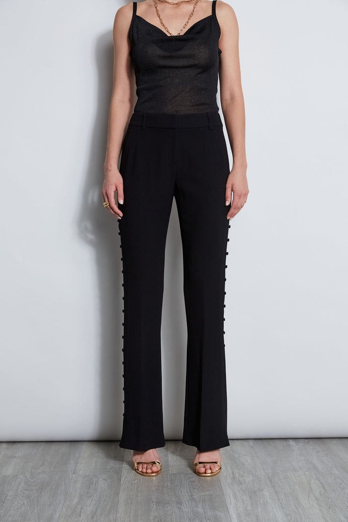 Elie Tahari Side Button Crepe Pant BLACK