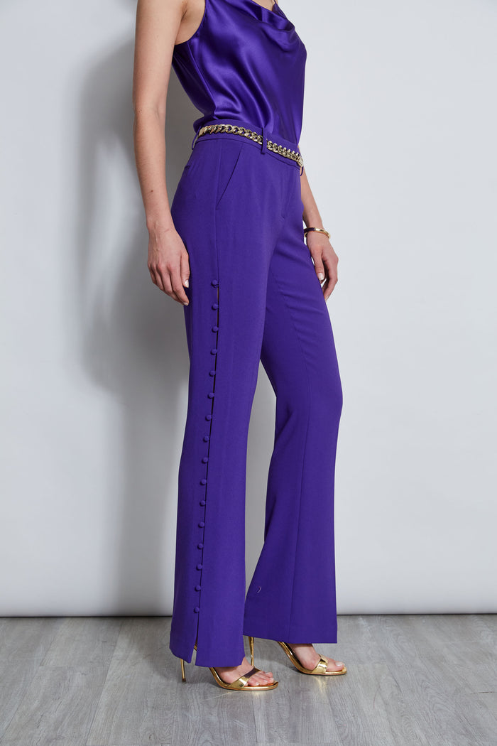 Elie Tahari Side Button Crepe Pant GRAPE