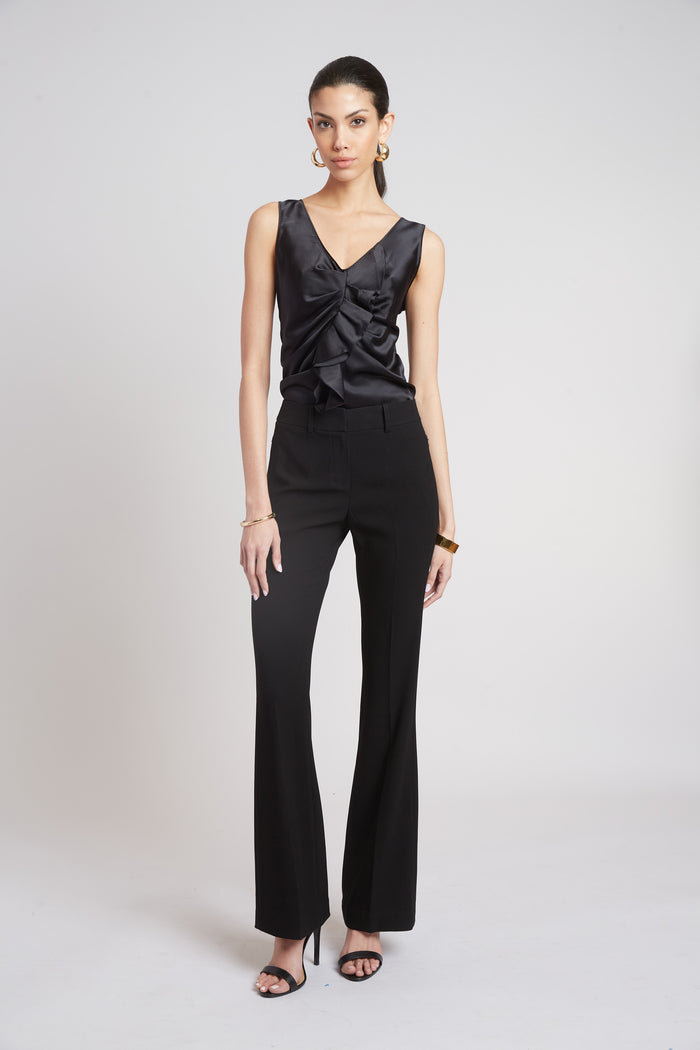 Elie Tahari Silk Cascade Top BLACK