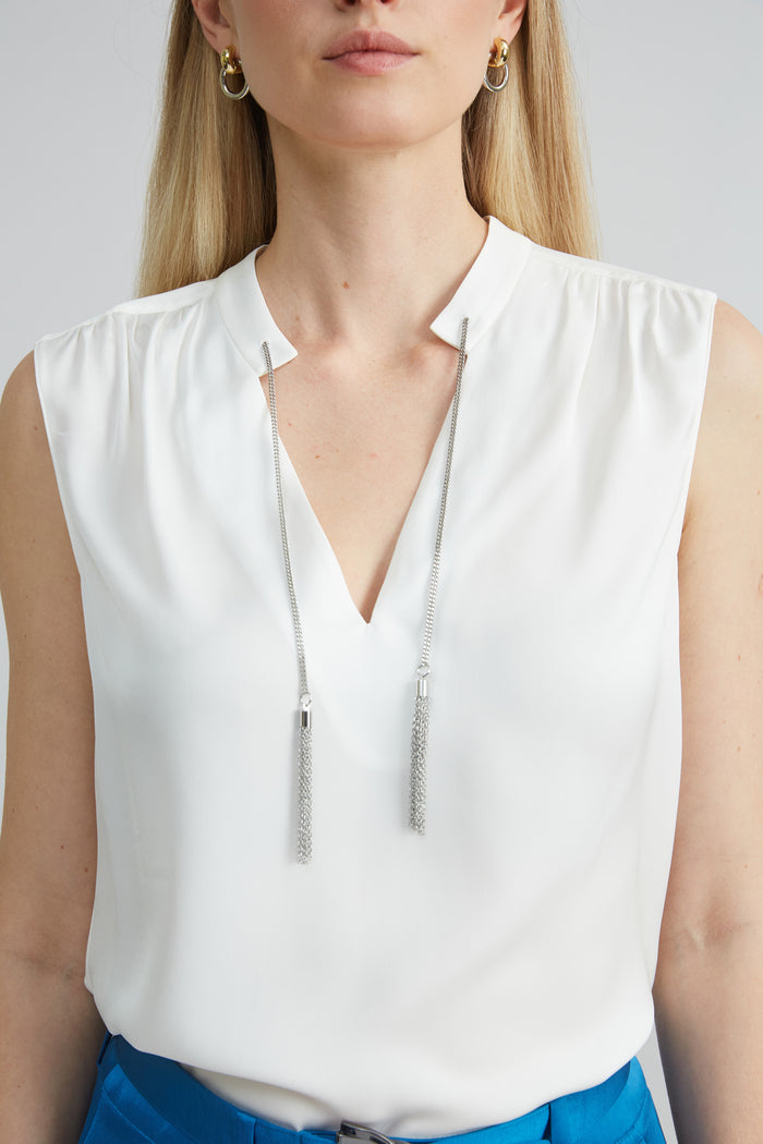 Elie Tahari Silk Chain Shirt FRESH PEARL