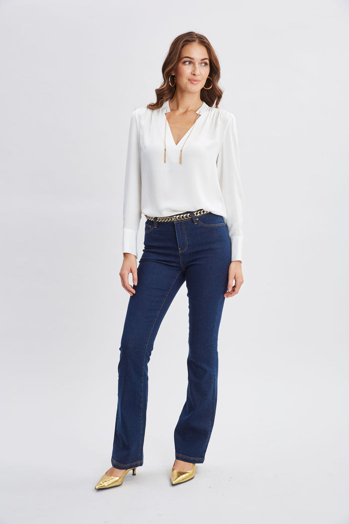 Elie Tahari Silk Chain Tassel Shirt FRESH PEARL