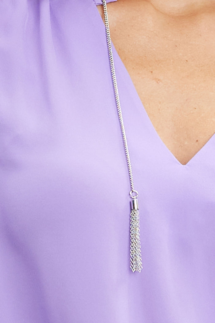 Elie Tahari Silk Chain Tassel Shirt VENETIAN