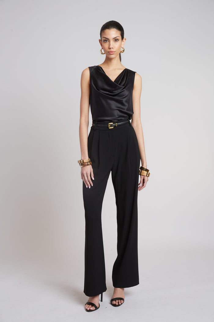 Elie Tahari Silk Cowl Neck Top BLACK