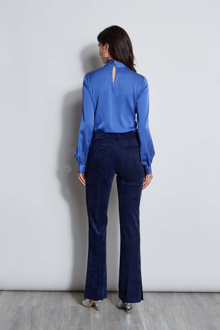 Elie Tahari Silk Draped Neck Shirt PARIS BLUE