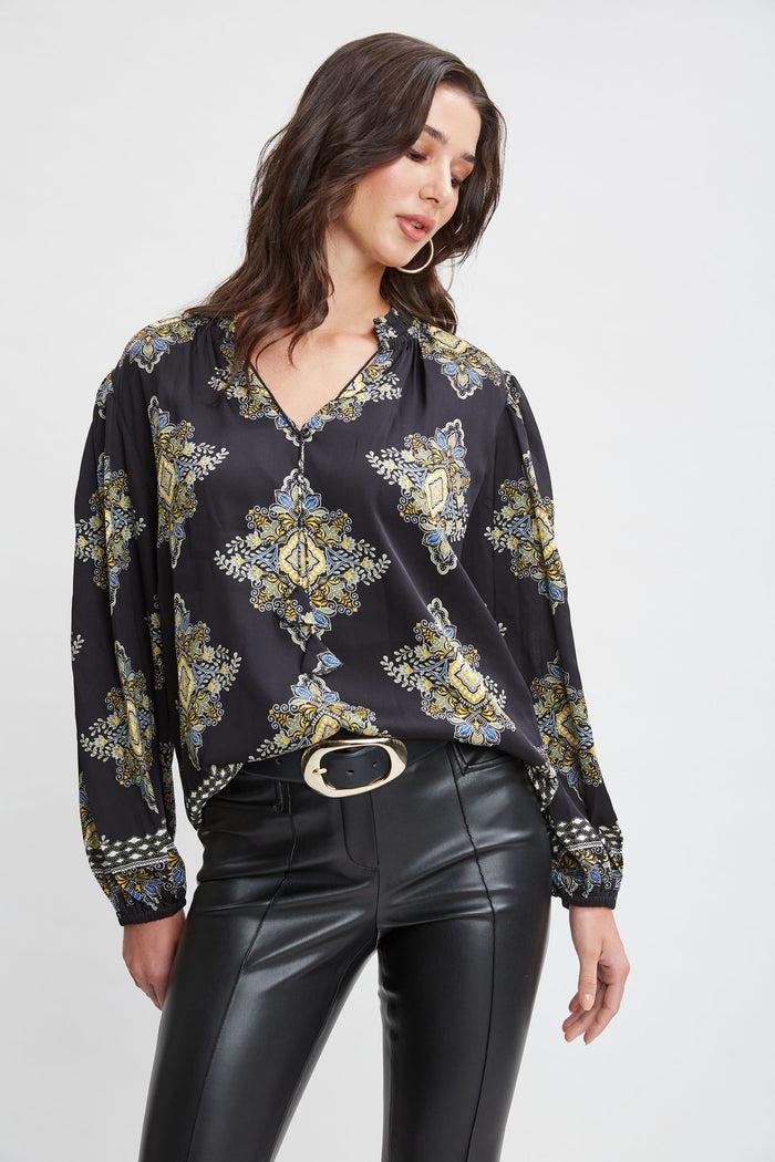Elie Tahari Silk Geometric Shirt MARSEILLE PRINT