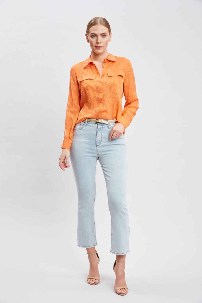 Elie Tahari Silk Jacquard Utility Shirt MANGO