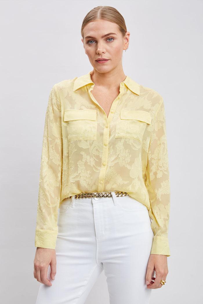 Elie Tahari Silk Jacquard Utility Shirt SUN