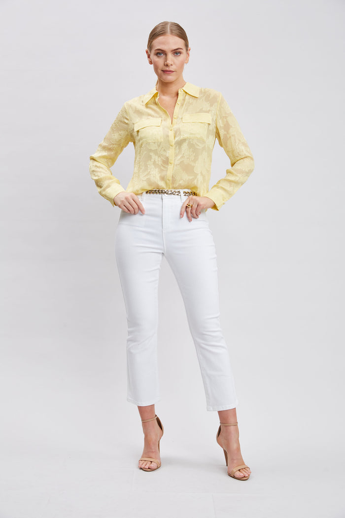 Elie Tahari Silk Jacquard Utility Shirt SUN