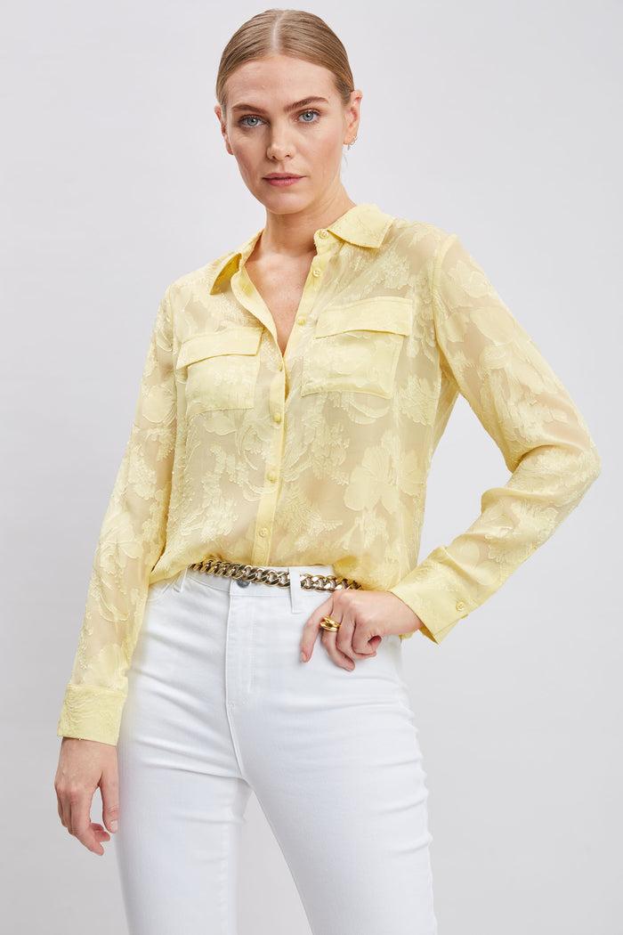 Elie Tahari Silk Jacquard Utility Shirt SUN