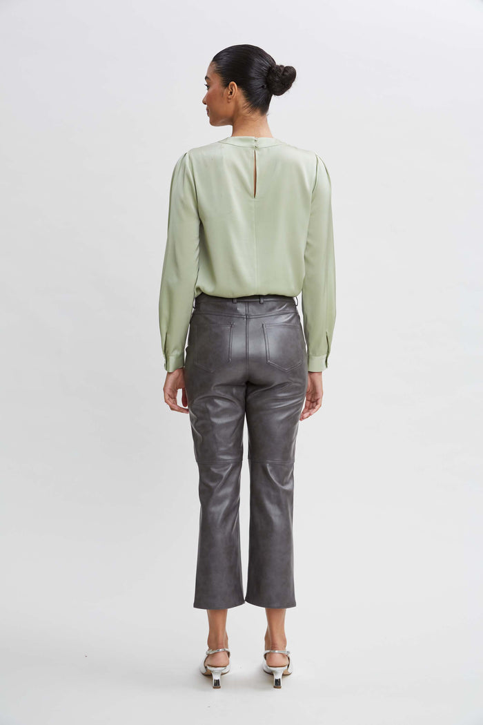 Elie Tahari Silk Keyhole Shirt SILVER SPRUCE