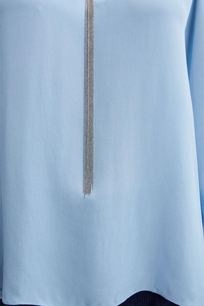 Elie Tahari Silk Long Sleeve Chain Shirt SKY BLUE