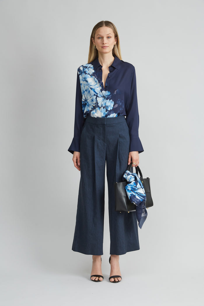 Elie Tahari Silk Midnight Shadow Shirt MULTI