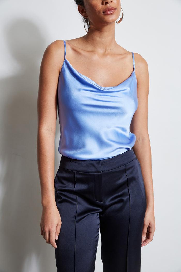 Elie Tahari Silk Satin Cami HORIZON BLUE