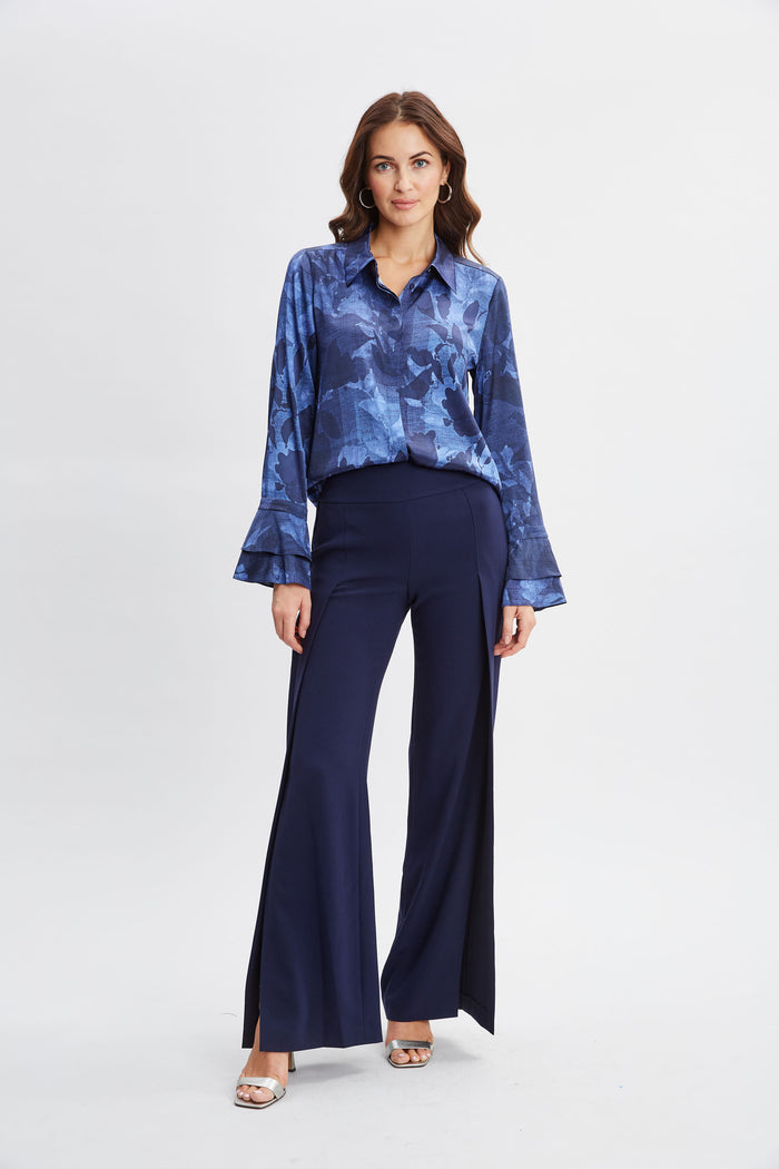 Elie Tahari Silk Satin Night Shadow Shirt MULTI