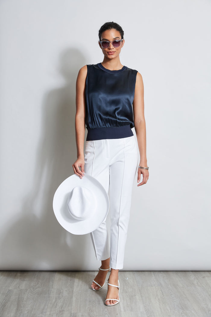 Elie Tahari Silk Satin Rib Shirt STARGAZER