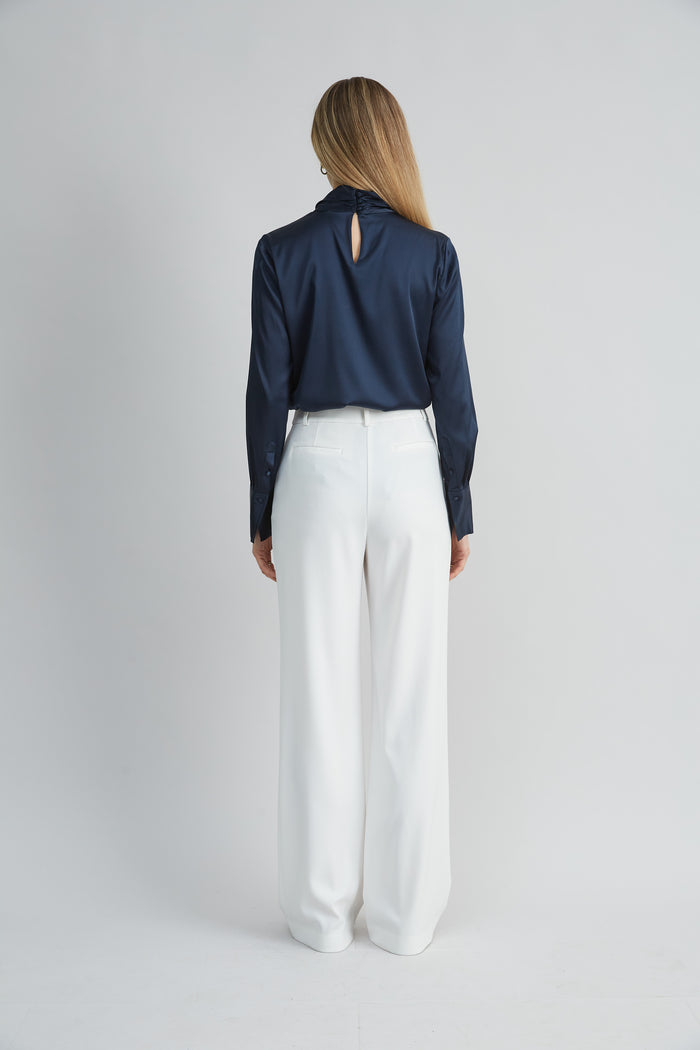 Elie Tahari Silk Satin Twist Shirt STARGAZER