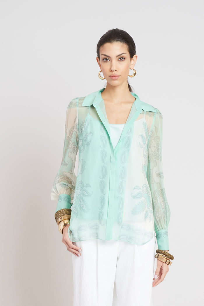 Elie Tahari Silk Scarf Print Shirt MULTI