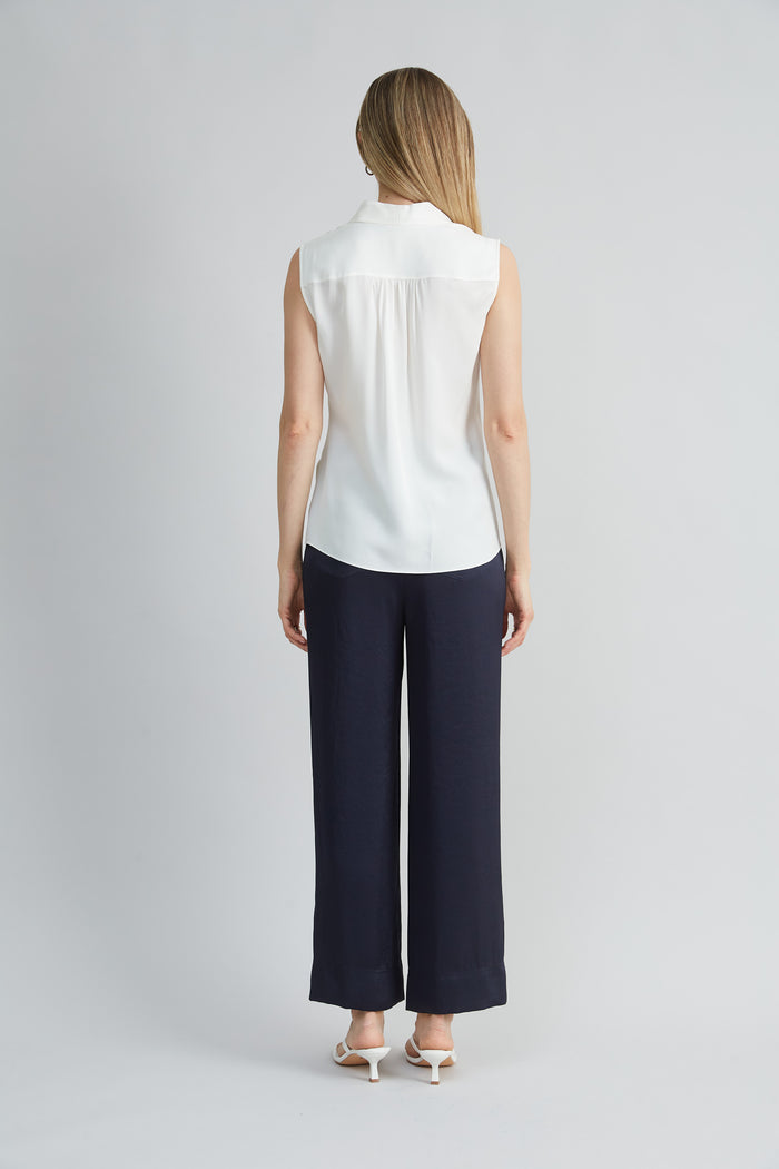 Elie Tahari Silk Side Tie Shirt FRESH PEARL