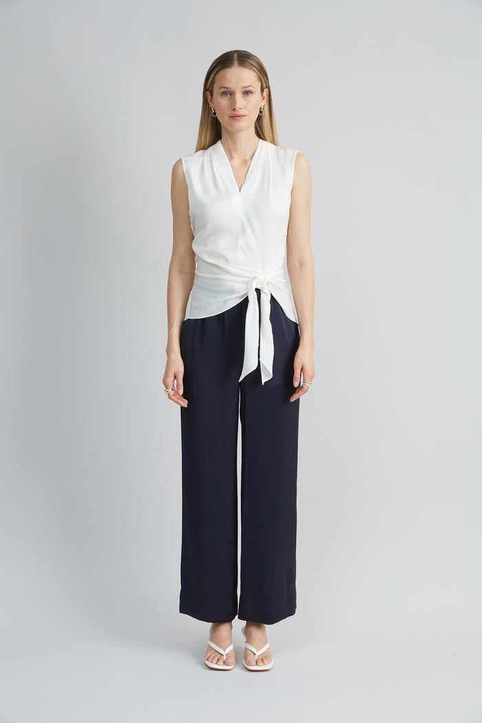 Elie Tahari Silk Side Tie Shirt FRESH PEARL