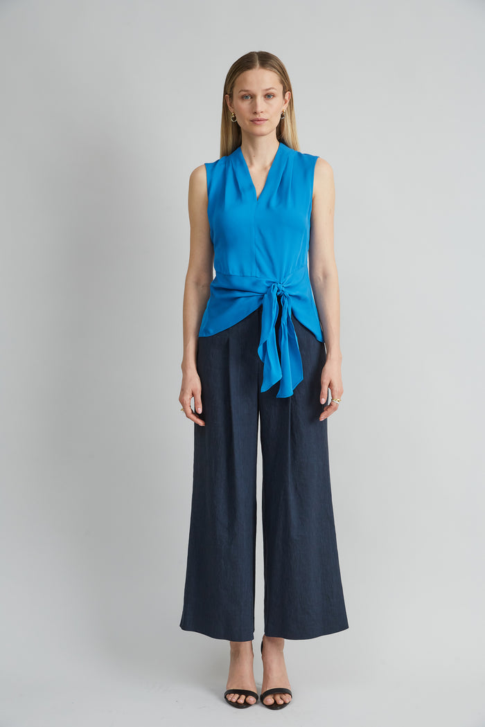 Elie Tahari Silk Side Tie Shirt OCEAN