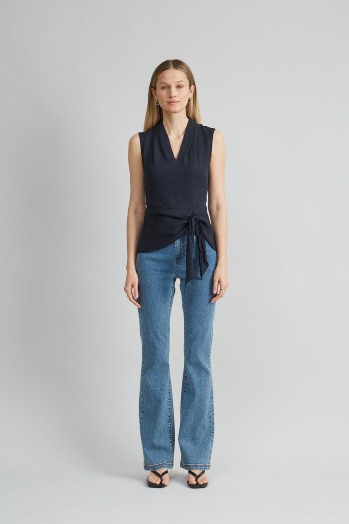 Elie Tahari Silk Side Tie Shirt STARGAZER