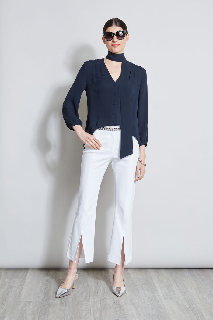 Elie Tahari Silk Tie Button Shirt STARGAZER