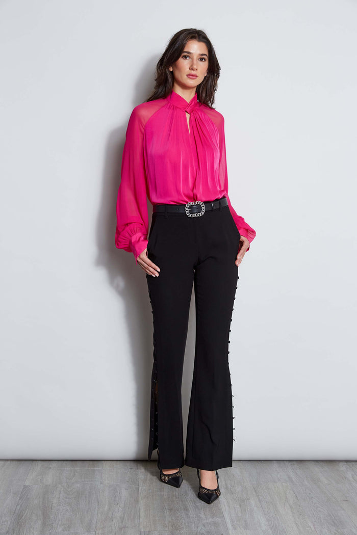 Elie Tahari Silk Twist Keyhole Shirt GYPSY